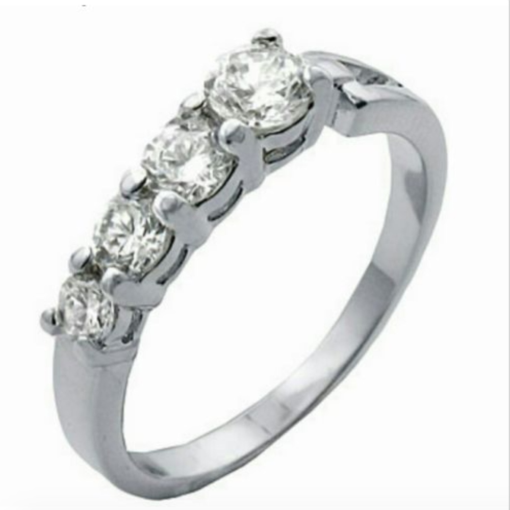 Silver infinity  Ring 4 Stones Cubic Zirconia Sizes 9 10 *